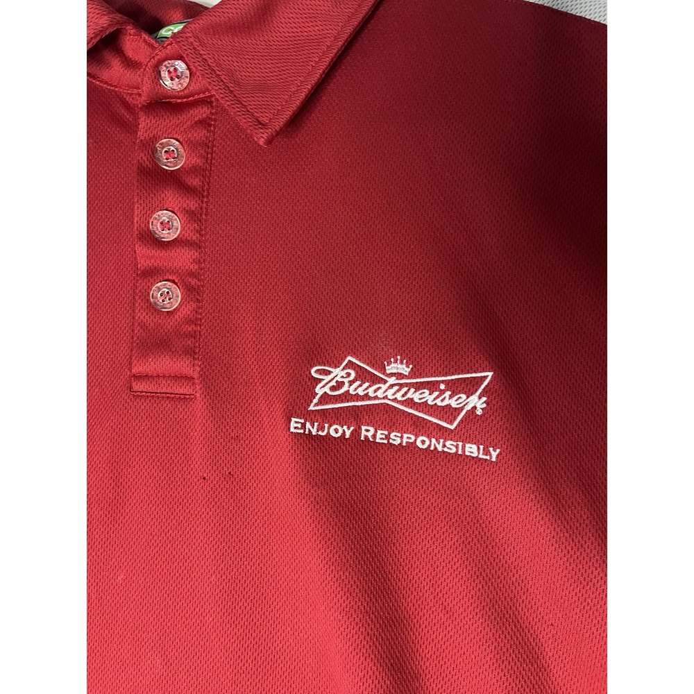 Budweiser Bud Light Polo Shirts Men's XL Red & Blue Short Sleeve Uniform Lot X2 - Picture 3 of 15
